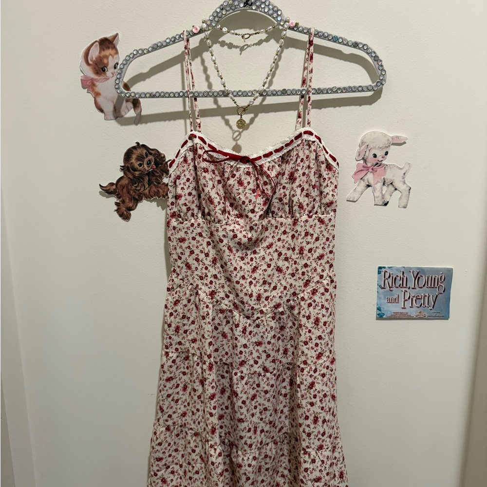 Monteau Red Floral Mini Dress